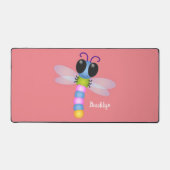 Cute blue en roze dragonfly cartoon illustratie bureaumat (Voorkant)