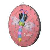 Cute blue en roze dragonfly cartoon illustratie dartbord (Voorkant Rechts)
