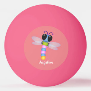 Cute blue en roze dragonfly cartoon illustratie pingpongballen