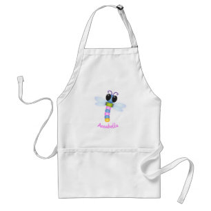 Cute blue en roze dragonfly cartoon illustratie standaard schort