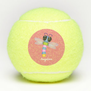 Cute blue en roze dragonfly cartoon illustratie tennisballen