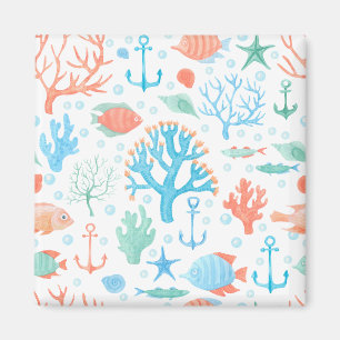 Cute Blue en Roze Nautical Magnet Magneet