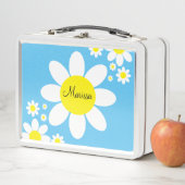 Cute Blue en White Daisies Floral Custom Name (In situ)