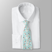 Cute Blue en White Rabbit Bunny Pattern Stropdas (Gebonden)
