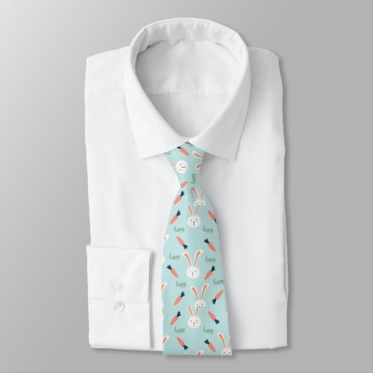 Cute Blue en White Rabbit Bunny Pattern Stropdas (Gebonden)