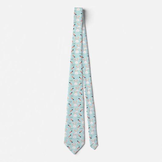 Cute Blue en White Rabbit Bunny Pattern Stropdas (Voorkant)