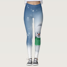 Cute Blue en White Snowman Leggins Leggings