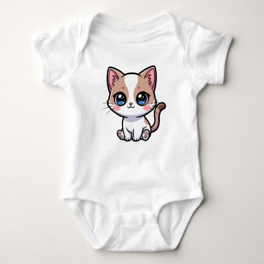 Cute Blue Eyed Cat Cartoon Character Romper (Voorkant)