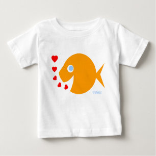 Cute Blue Eyes Baby Goldfish Cartoon and Kisses
