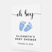 Cute Blue Feet Baby Boy Douche Bienvenue Frosted (Angle)