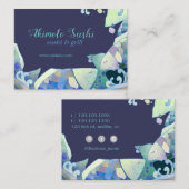 Cute Blue Fish Sushi Chef Visitekaartje (Voorkant / Achterkant)