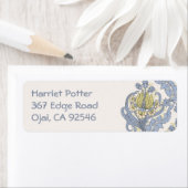  Cute Blue Floral-behangsel Etiket (Insitu)