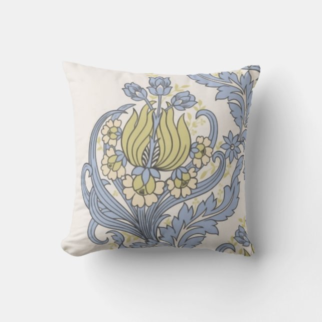  Cute Blue Floral-behangsel Kussen (Voorkant)