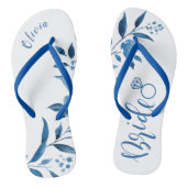 Cute blue floral bruiloft party bride teenslippers (Voetbed)