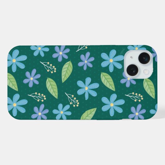 Cute Blue Floral Seamless Pattern (Verso Horizontal)