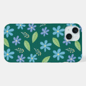 Cute Blue Floral Seamless Pattern iPhone Hoesje (Achterkant horizontaal)
