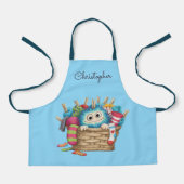 Cute Blue Fluffy Sock Monster Kids Design Schort (Voorkant)