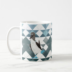 Cute Blue-footed Booby-Bird op Geometric Pattern Koffiemok