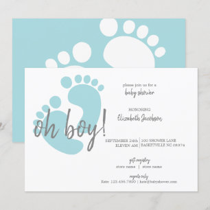 Cute Blue Footprint Baby shower Kaart