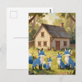 Cute Blue Fox Family Cottage Briefkaart (Voorkant / Achterkant)