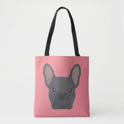 Cute Blue French Bulldog Canvas tas (Voorkant)