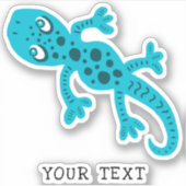 Cute Blue Gecko Lizard Drawing Kinder Sticker (Voorkant)