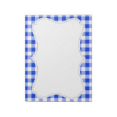Cute Blue Gingham, geborduurd Notitieblok (Gedraaid)