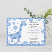 Cute Blue Giraffe Boy Baby shower Invitation (Debout devant)