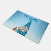 Cute Blue Gnome-kerstdecor Deurmat (Schuin)