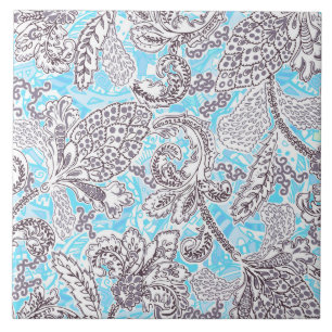 Cute blue gray klassieke floral tegeltje