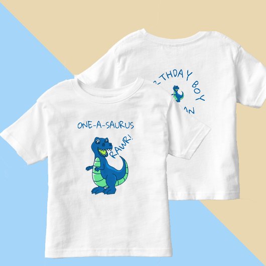Cute Blue Green Dinosaur First Birthday Kinder Shirts