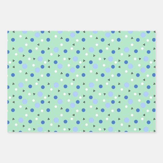 Cute Blue & Green Octopus, Stripes, Polka-Stippen Inpakpapier Vel (Voorkant 3)