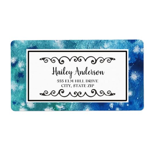Cute Blue Green White Shipping Label (Voorkant)