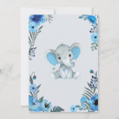 Cute Blue Grey Elephant Invitation Baby shower Kaart (Achterkant)