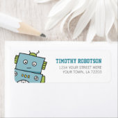 Cute Blue Hand Drawn Robot Etiket (Insitu)