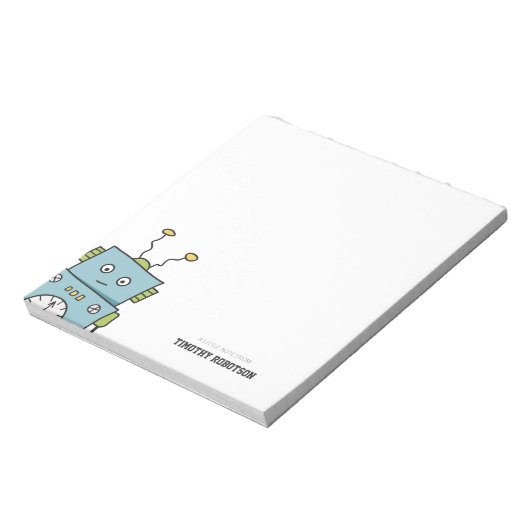 Cute Blue Hand Drawn Robot Notitieblok (Gedraaid)