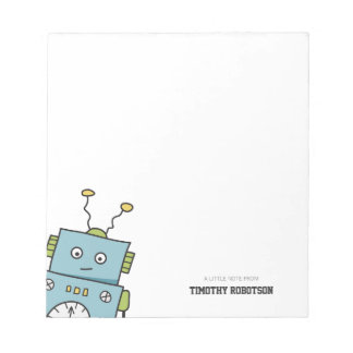 Cute Blue Hand Drawn Robot Notitieblok