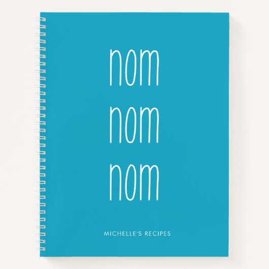 Cute Blue Handwrited Nom Nom Cooking Recipe Notitieboek (Voorkant)
