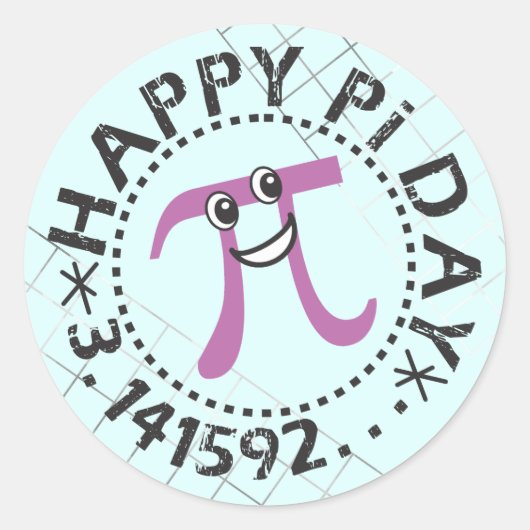 Cute Blue Happy Pi Day © - Stickers Cadeaux Pi Day (Devant)