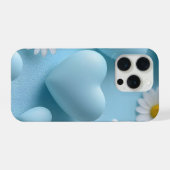 Cute Blue Heart Floral Phone Sticker (Verso Horizontal)