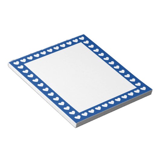 Cute Blue Heart Lijst Pattern Notitieblok (Schuin)