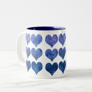 Cute Blue Hearts-Mok Tweekleurige Koffiemok