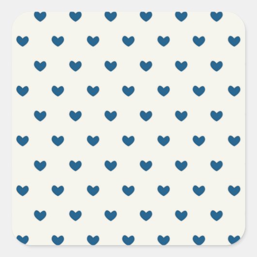 Cute Blue Hearts Patroon Vierkante Sticker (Voorkant)