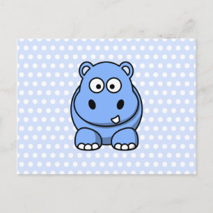 Cute Blue Hippo Briefkaart