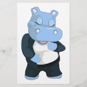 CUTE BLUE HIPPO BRIEFPAPIER