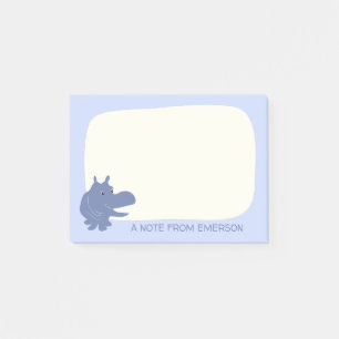 Cute Blue Hippo Hippopotamus Personalized Post-it® Notes
