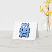 Cute Blue Hippo Kaart (Gele Bloem)
