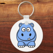 Cute Blue Hippo Sleutelhanger (Voorkant)