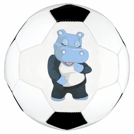 CUTE BLUE HIPPO VOETBAL (Voorkant)