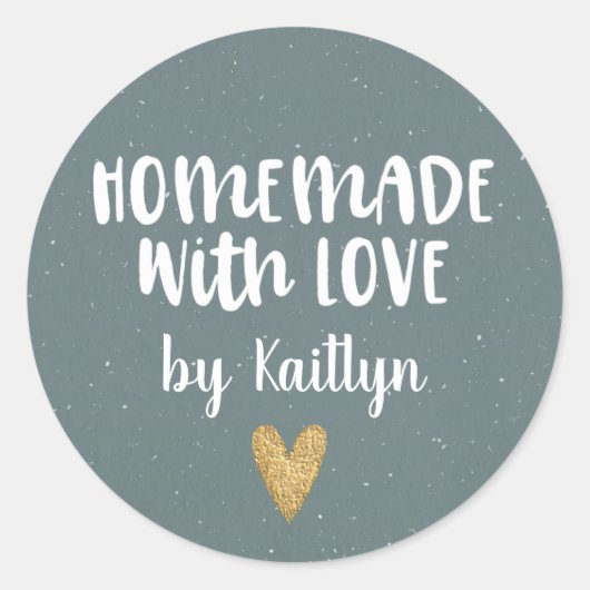 Cute Blue Homemade met Love Ronde Sticker (Voorkant)